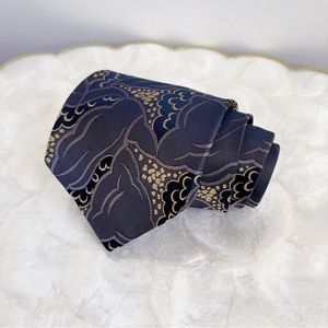 Hand Made Gold Black Italian Silk Mens Tie Wedding
